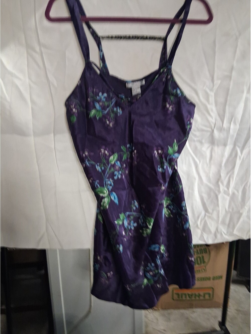 Morgan Taylor Intimates Purple Floral Satiny Nightgown Size Large I1